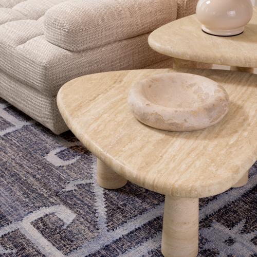 Luxury Travertine Triangular Bed Side Table by Luxury Group International