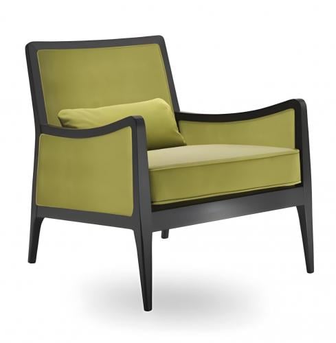 Luxury Upholstered Lounge Armchair in Olive Green with Matte Black Frame by Luxury Group International