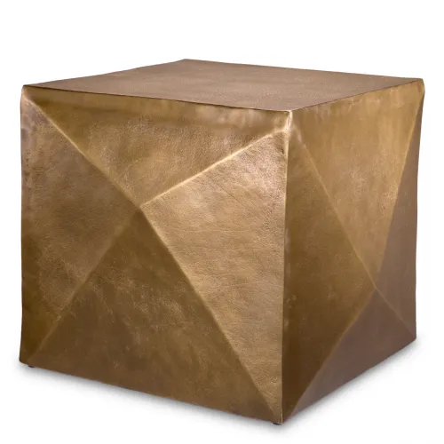 Luxury Antique Brass Geometric Rectangular Side Table by Luxury Group International