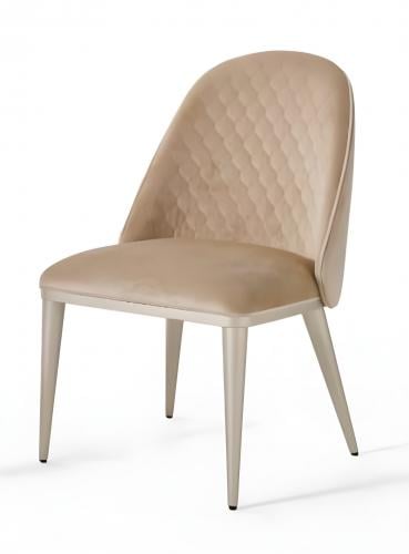 Luxury Quilted Upholstered Dining Chair in Champagne Beige with Sleek Tapered Legs by Luxury Group International
