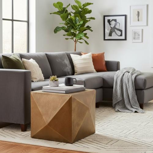 Luxury Antique Brass Geometric Rectangular Side Table by Luxury Group International