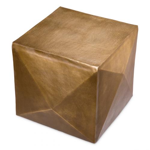 Luxury Antique Brass Geometric Rectangular Side Table by Luxury Group International