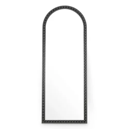 Luxury Classic Black Floor Mirror with Sculpted Wood Frame by Luxury Group International