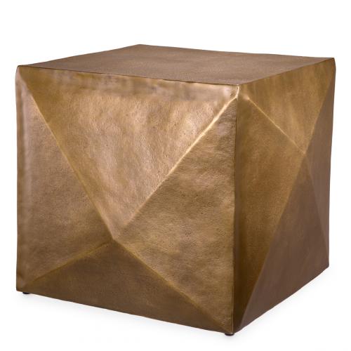 Luxury Antique Brass Geometric Rectangular Side Table by Luxury Group International