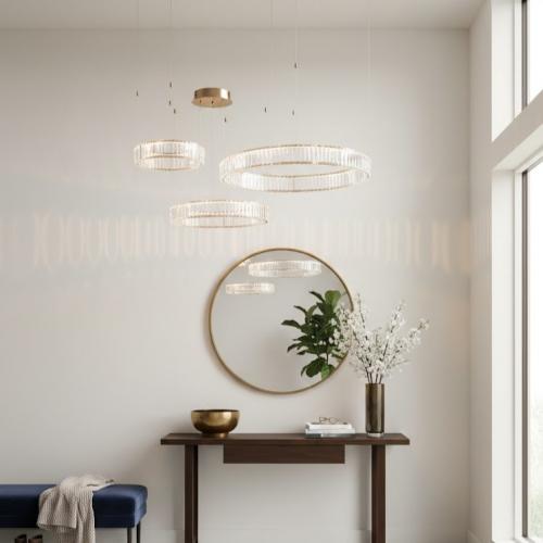 Luxury Art Deco LED Ring Chandelier with 3 Crystal Hoops by Luxury Group International
