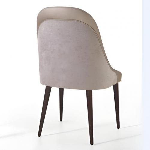 Luxury Upholstered Dining Chair in Champagne Beige with Dark Walnut Tapered Legs by Luxury Group International