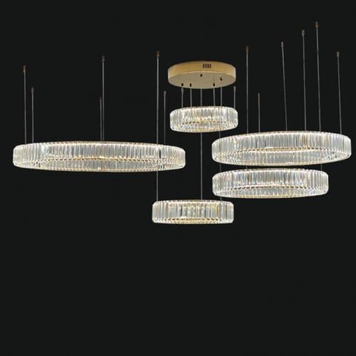 Luxuriöser moderner Multi-Ring-Kronleuchter aus Kristall mit 5 Ringen von Luxury Group International