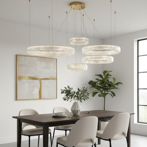 Luxus moderner Multi-Ring-Kronleuchter aus Kristall mit 5 Ringen von Luxury Group International