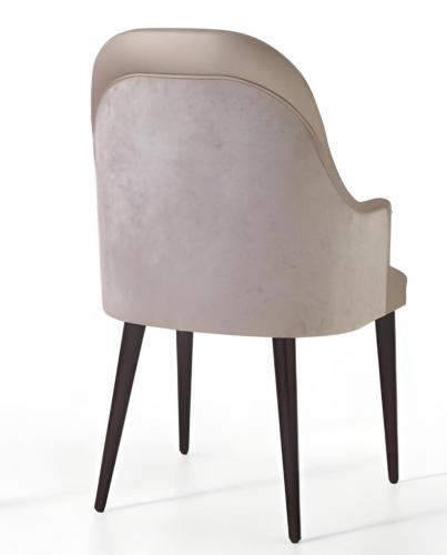 Luxury Champagne Beige Upholstered Dining Armchair with Dark Walnut Tapered Legs by Luxury Group International