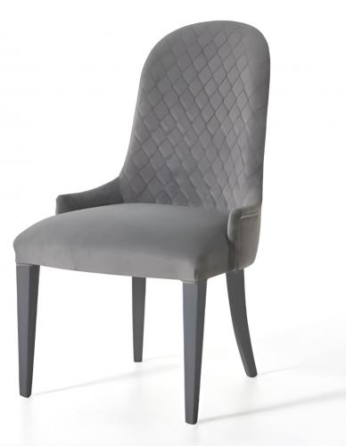 Luxury Quilted Upholstered High Oval Back Dining Chair in Warm Grey Finish by Luxury Group International