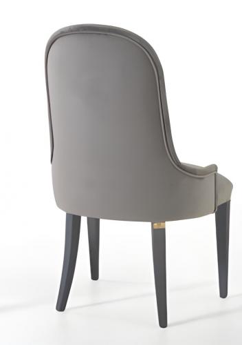 Luxury Quilted Upholstered High Oval Back Dining Chair in Warm Grey Finish by Luxury Group International