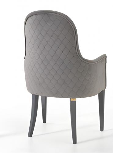 Luxury Grey Quilted Upholstered Oval Back Dining Armchair by Luxury Group International