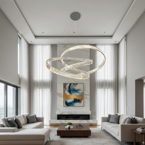 Luxury Modern Interlocking LED Halo Chandelier by Luxury Group International