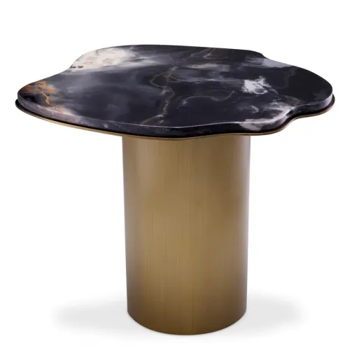 Luxury Marble Top Brushed Brass Side Table for living room Black/white/brass by Luxury Group International