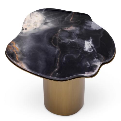 Luxury Marble Top Brushed Brass Side Table for living room Black/white/brass by Luxury Group International