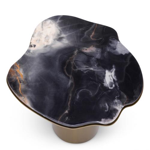Luxury Marble Top Brushed Brass Side Table for living room Black/white/brass by Luxury Group International