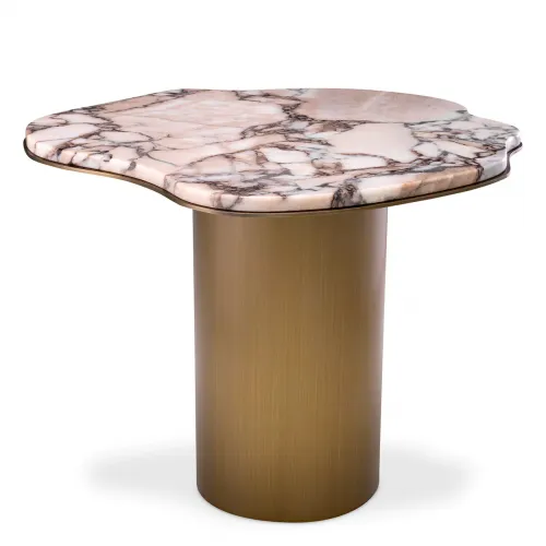 Luxury Marble Top Brushed Brass Side Table for living room Black/white/brass by Luxury Group International