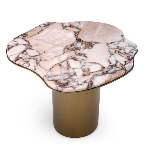 Luxury Marble Top Brushed Brass Side Table for living room Black/white/brass by Luxury Group International