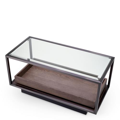 Luxury Rectangular Clear Glass Top Double Decker Wooden Base Side Table for Living Room by Luxury Group International
