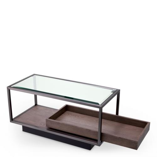 Luxury Rectangular Clear Glass Top Double Decker Wooden Base Side Table for Living Room by Luxury Group International