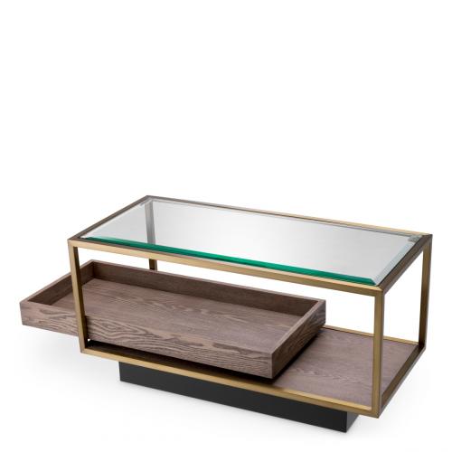 Luxury Rectangular Clear Glass Top Double Decker Wooden Base Side Table for Living Room by Luxury Group International