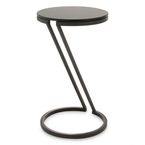 Luxury Round Glass Top Side Table Vintage Brass/Gunmetal Finish by Luxury Group International