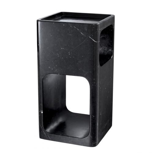 Luxury Rectangular Black/White Travertine Side Table by Luxury Group International