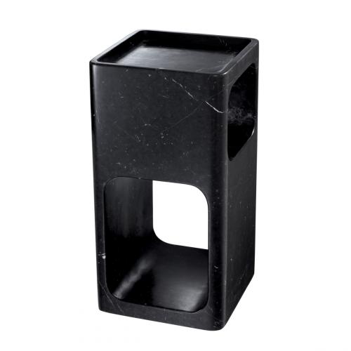 Luxury Rectangular Black/White Travertine Side Table by Luxury Group International