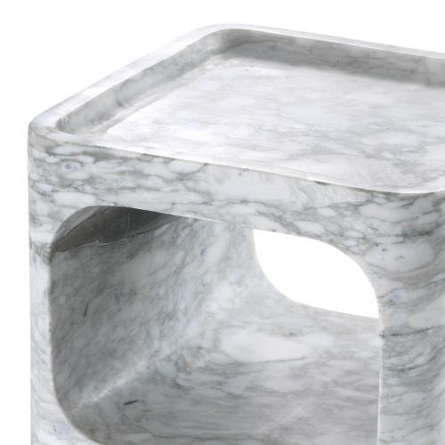 Luxury Rectangular Black/White Travertine Side Table by Luxury Group International