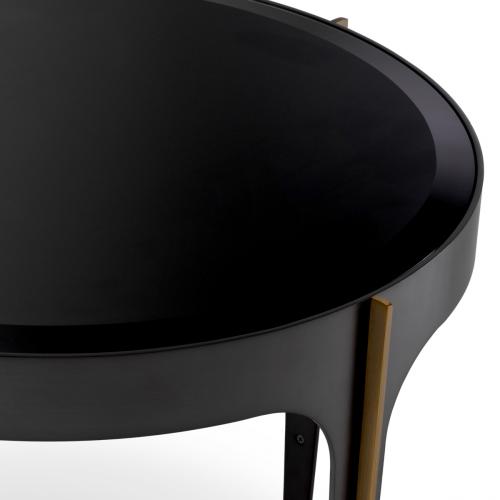 Luxury Round Brass/Bronze Finish Black/White beveled mirror Glass Side Table by Luxury Group International