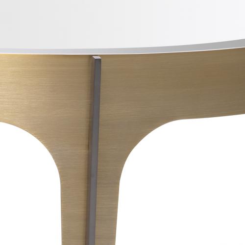 Luxury Round Brass/Bronze Finish Black/White beveled mirror Glass Side Table by Luxury Group International