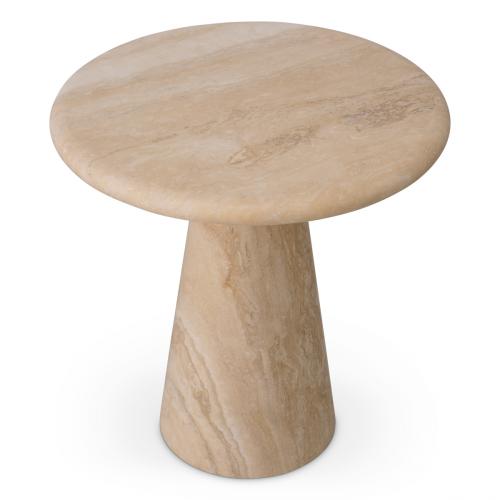 Luxury Beige Travertine Limestone Round Side Table by Luxury Group International