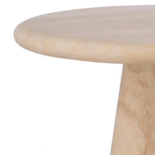Luxury Beige Travertine Limestone Round Side Table by Luxury Group International