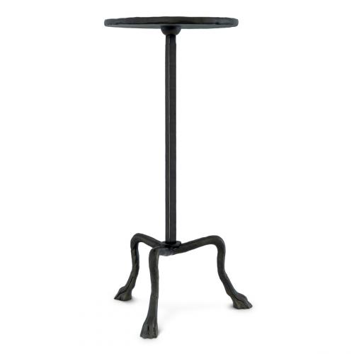 Luxury Black Round Tripod Bronze Finish Side Table by Luxury Group International