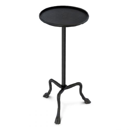 Luxury Black Round Tripod Bronze Finish Side Table by Luxury Group International