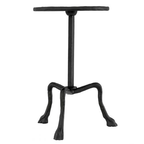 Luxury Black Round Tripod Bronze Finish Side Table by Luxury Group International
