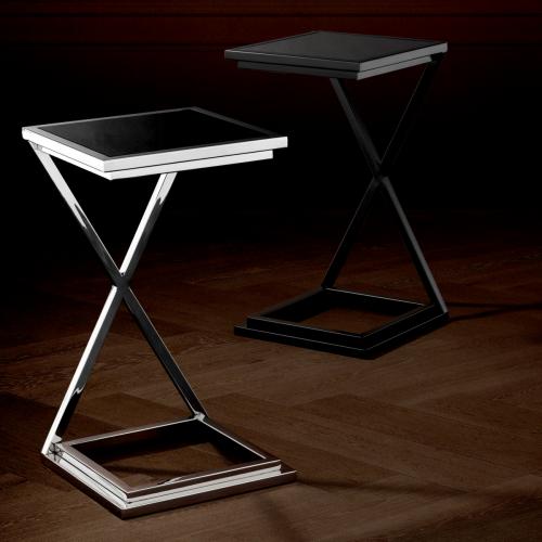 Luxury Rectangular Black Glass Cross Legged Frame Side Table by Luxury Group International