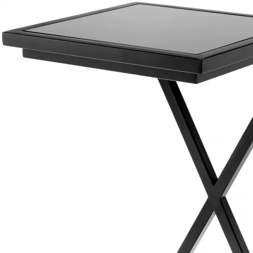 Luxury Rectangular Black Glass Cross Legged Frame Side Table by Luxury Group International