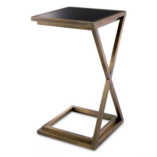 Luxury Rectangular Black Glass Cross Legged Frame Side Table by Luxury Group International