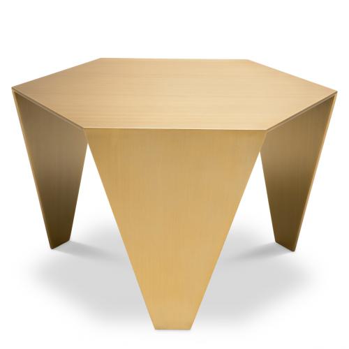 Luxury Hexagonal Bronze/Brushed Brass Accent Side Table by Luxury Group International