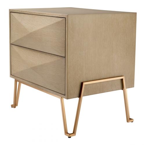Luxury Black/beige Oak Veneer Bronze Brass Finish Nightstand by Luxury Group International