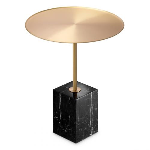 Luxury Round BrassTop Black/White Marble base Side Table by Luxury Group International