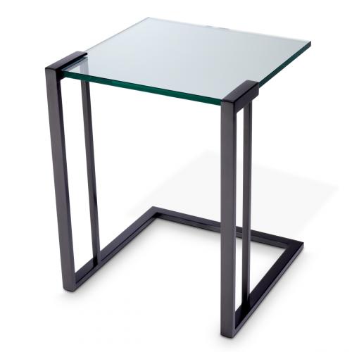 Luxury Square Rimless Clear Glass Top Side Table with Brushed Brass/Bronze Finish by Luxury Group International