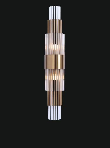Luxury Modern Art Deco Vertical Ribbed Crystal Wall Lamp with Golden / Chrome Band – 80 CM by Luxury Group International