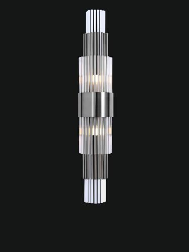 Luxury Modern Art Deco Vertical Ribbed Crystal Wall Lamp with Golden / Chrome Band – 80 CM by Luxury Group International