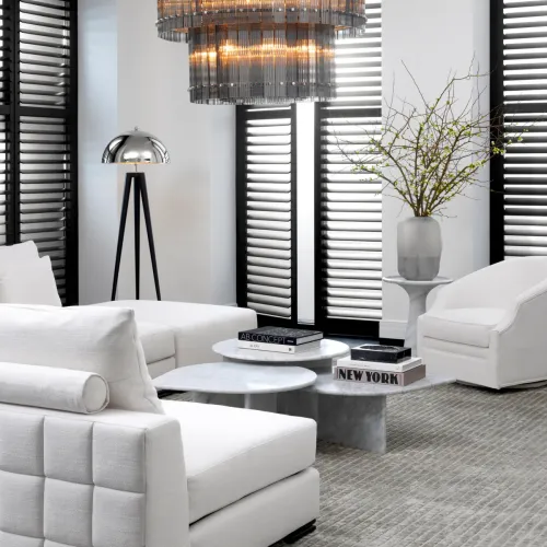 Luxury Black/White Round Top Solid Honed Italian Marble Pedestal Side Table by Luxury Group International
