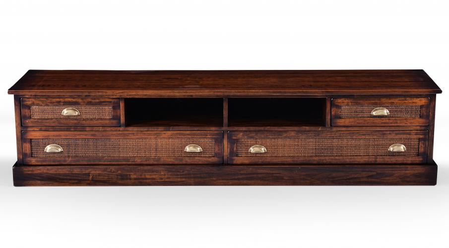 Luxury Vintage TV Console with Cane Drawer Fronts - Vintage Style Furniture Front View by Luxury Group International