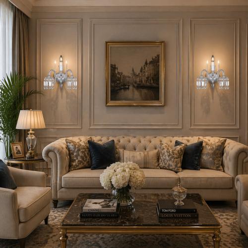 Lampada da Parete Moderna a 2 Luci con Candele in Cristallo di Luxury Group International