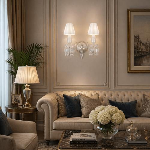 Applique Moderna in Vetro di Cristallo a 2 Luci con Paralume di Luxury Group International