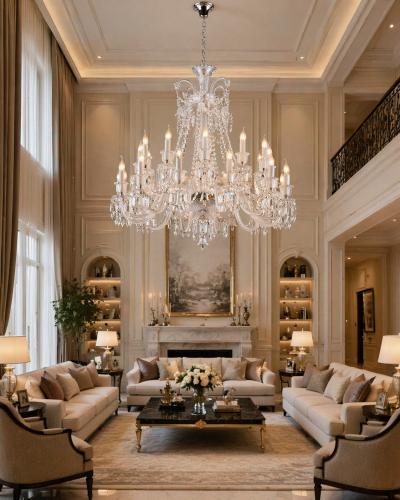 Lampadario Classico in Cristallo a 24 Luci Senza Paralume di Luxury Group International
